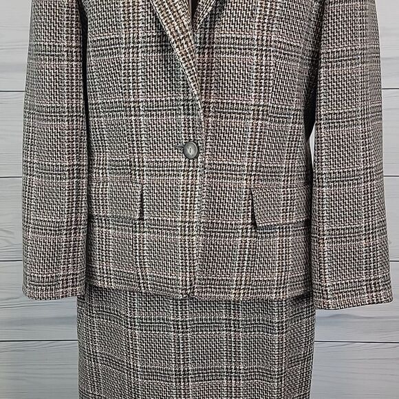 Vintage 80's Evan Picone womens plaid checkered Made in USA suit Size 2 - Picture 3 of 16
